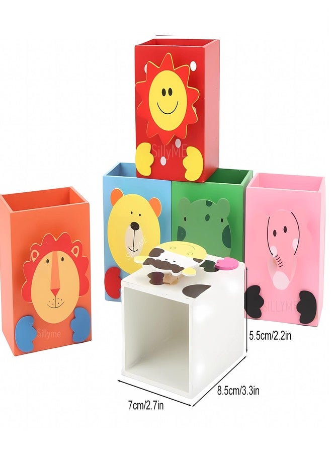 Sillyme 12pcs Wooden Pen Box Return Gifts Birthday Party for Kids | Return gift for kids age 6-10 - birthday return gift for kids 6-12 | Cute Animal Theme Stationery Placer kanjak gifts for girls pack of 12 - Image 5